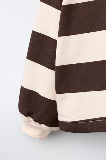 SWEAT POLO À RAYURES - Marron de Zara - Image 3