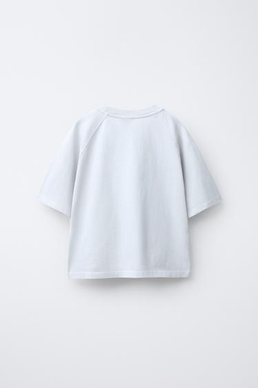 HEAVY WEIGHT T-SHIRT AND WASHED-EFFECT RIBBED FLARE LEGGINGS SET - Pearl grey by Zara - Image 2