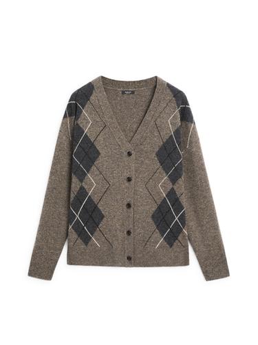Cardigan à losanges en laine - Noir or de Zara