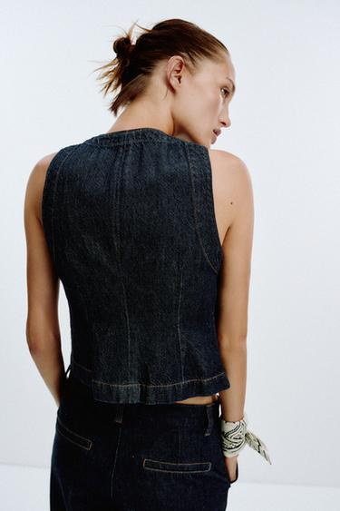 Z1975 DENIM TAILORED WAISTCOAT - Blue by Zara - Image 4
