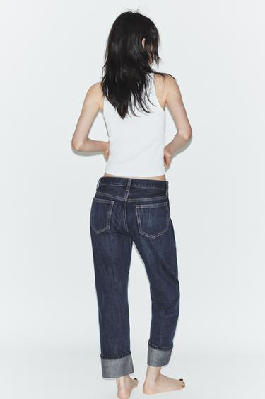 JEAN TRF DROITS REVERS TAILLE MOYENNE - Indigo foncé de Zara - Image 3