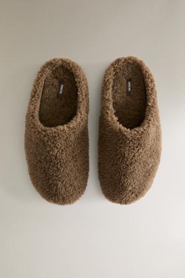 FAUX FUR SLIPPERS - Taupe Grey by Zara - Image 2