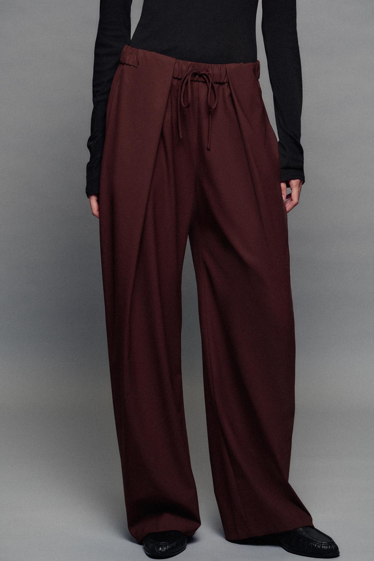 ZW COLLECTION PLEATED PANTS — Maroon