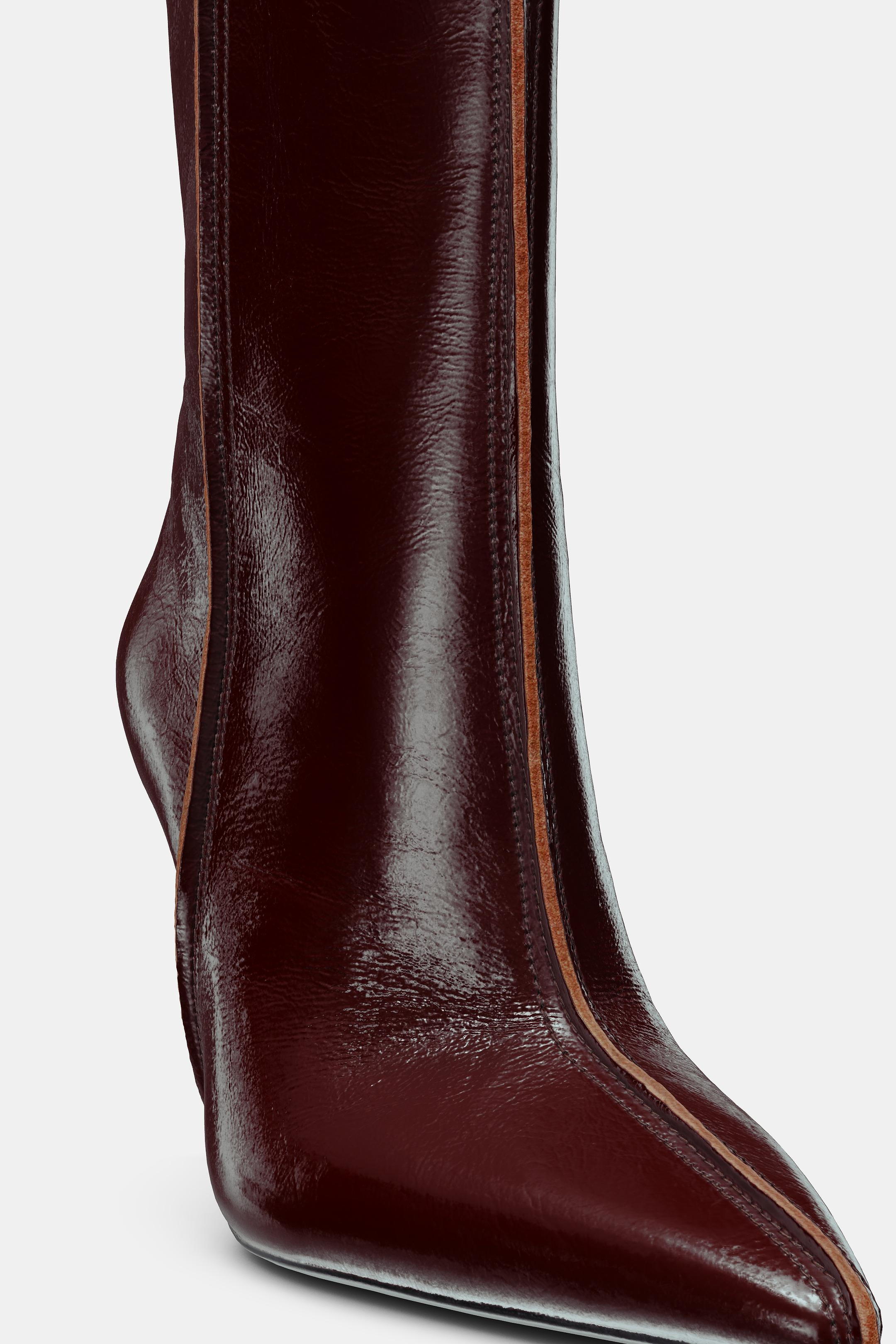 LEATHER POINTED TOE ANKLE BOOTS - Brown by Zara