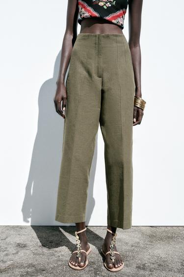 RUSTIC STRAIGHT-LEG TROUSERS - Khaki by Zara - Image 1
