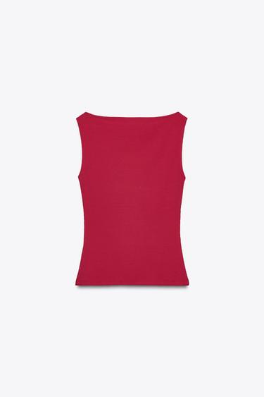 CAMISETA RIB - Fucsia de Zara