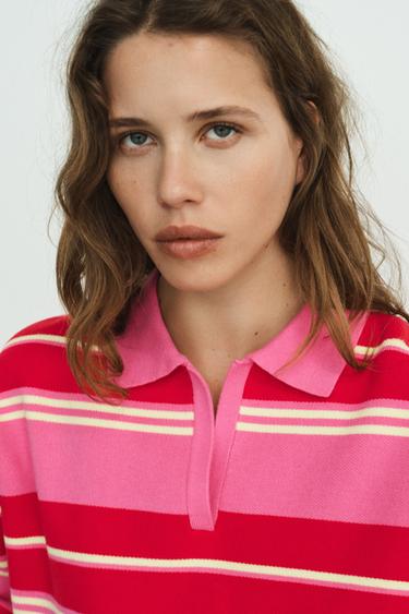POLO EN MAILLE À RAYURES - Multicolore de Zara - Image 5