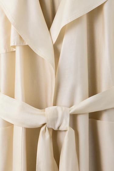 ZW COLLECTION FLOWING TRENCH COAT WITH BELT - Ecru by Zara - Image 13