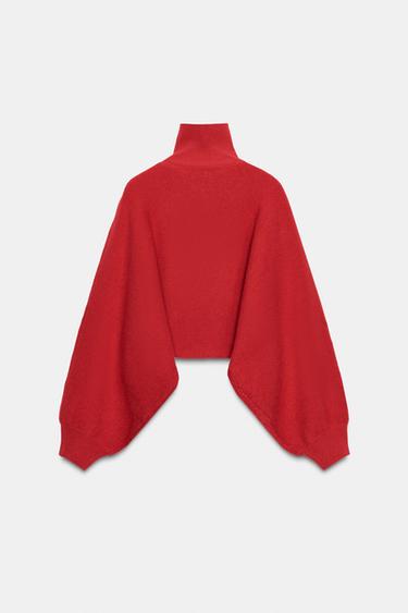 Zara WIDE SLEEVE KNIT JUMPER - Red