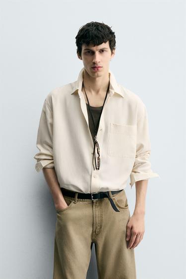 „RELAXED FIT“ LENGVI MARŠKINIAI – Nebalintos drobės spalva – „Zara“