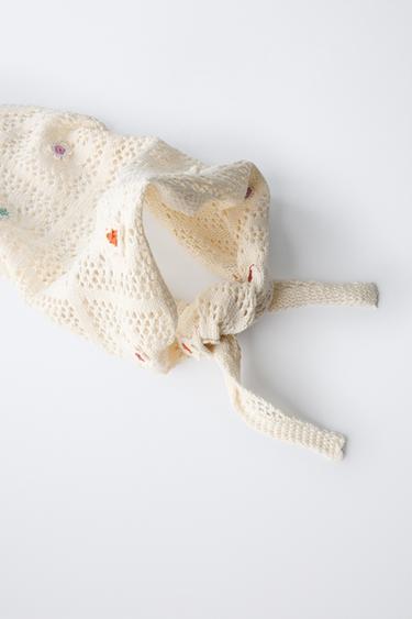 FOULARD CROCHET FLEURS BRODÉES - Sable de Zara - Image 1