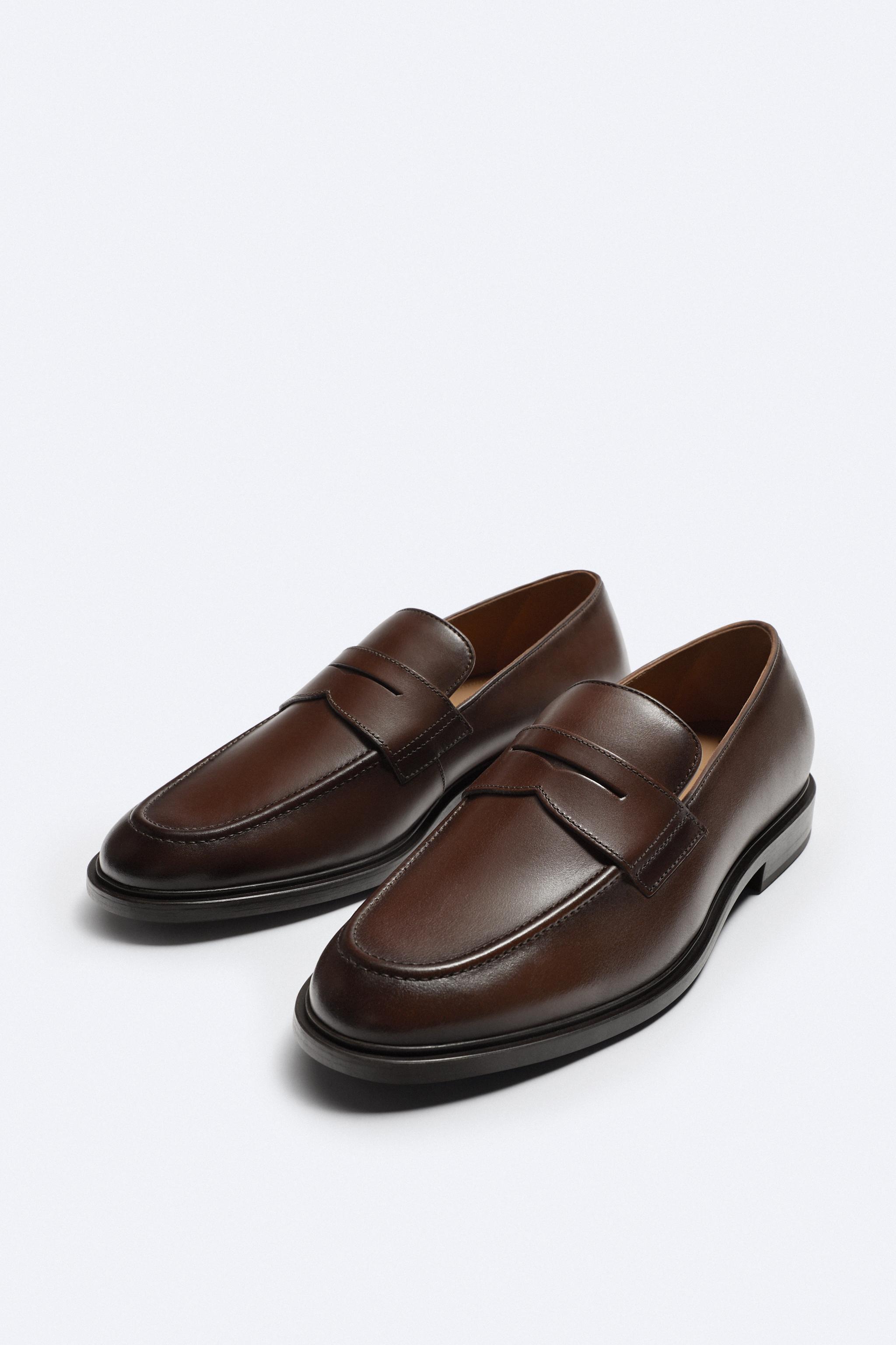 LEATHER PENNY LOAFERS - Brown