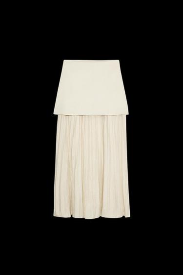 Zara MIXED PLEATED KNIT SKIRT - Mid-ecru - Image 0