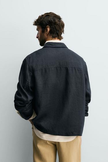 SURCHEMISE REGULAR FIT 100 % LIN - Bleu marine de Zara - Image 2