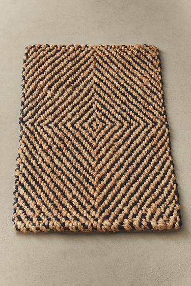 PAILLASSON JUTE LOSANGE - Bleu de Zara