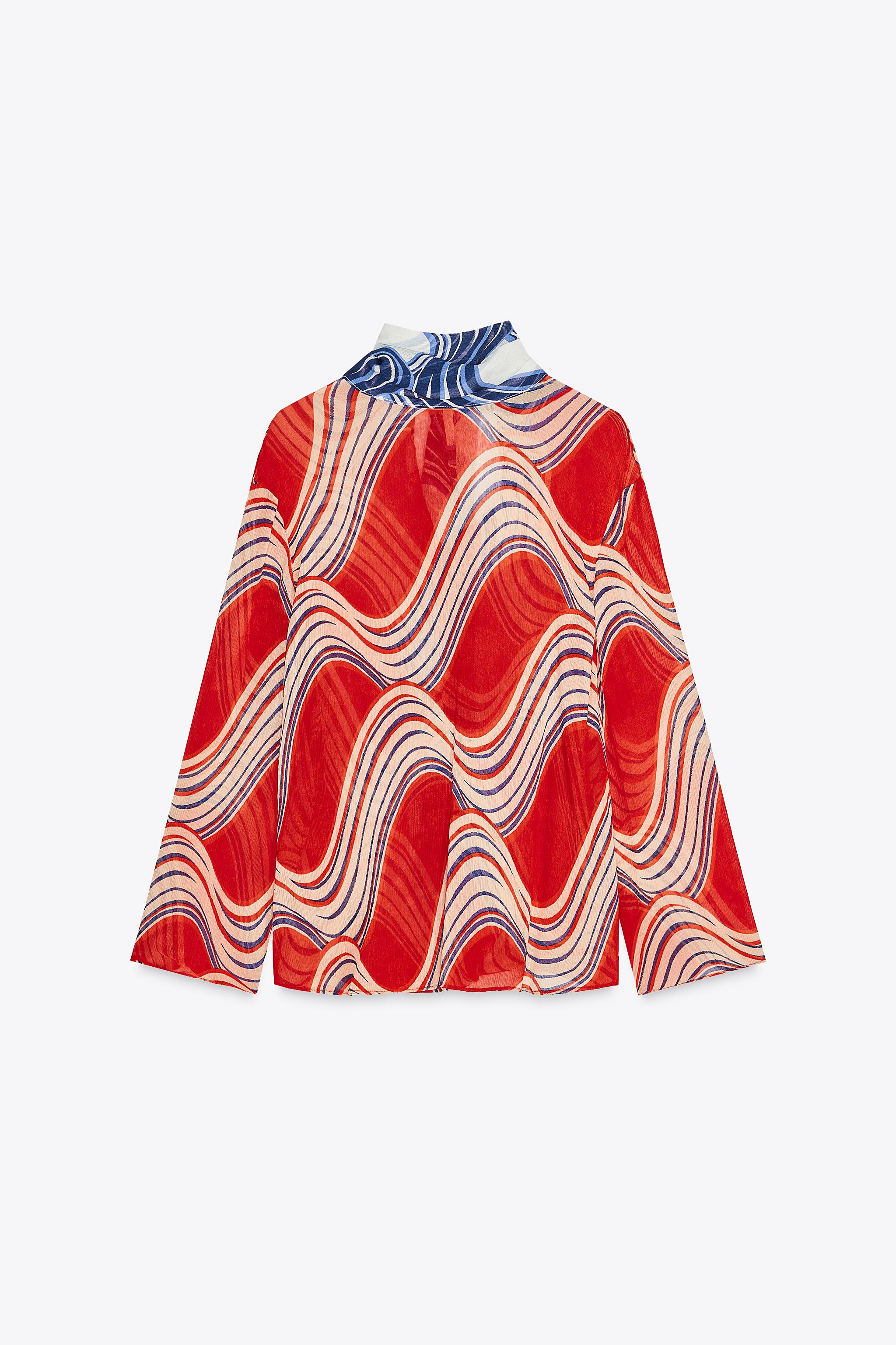 ZW COLLECTION PRINTED BOW SHIRT - Multicolored | ZARA United