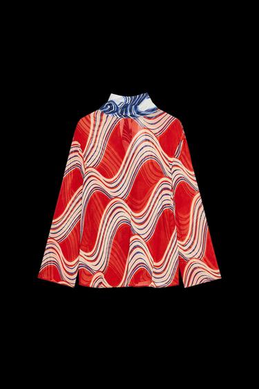 Zara ZW COLLECTION PRINTED BOW SHIRT - Multicolored - Image 0