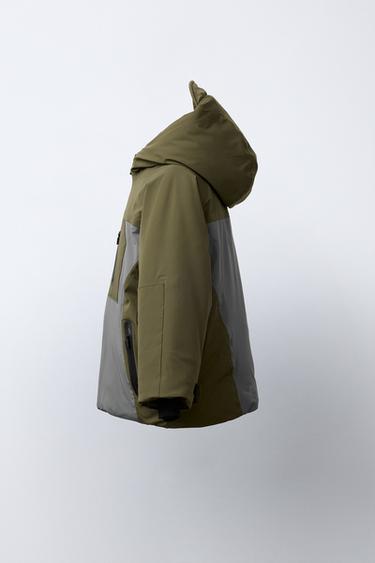 BLOUSON À CAPUCHE COLOR BLOCK IMPERMÉABLE ET COUPE-VENT SYSTÈME RECCO® COLLECTION SKI - Kaki de Zara - Image 2