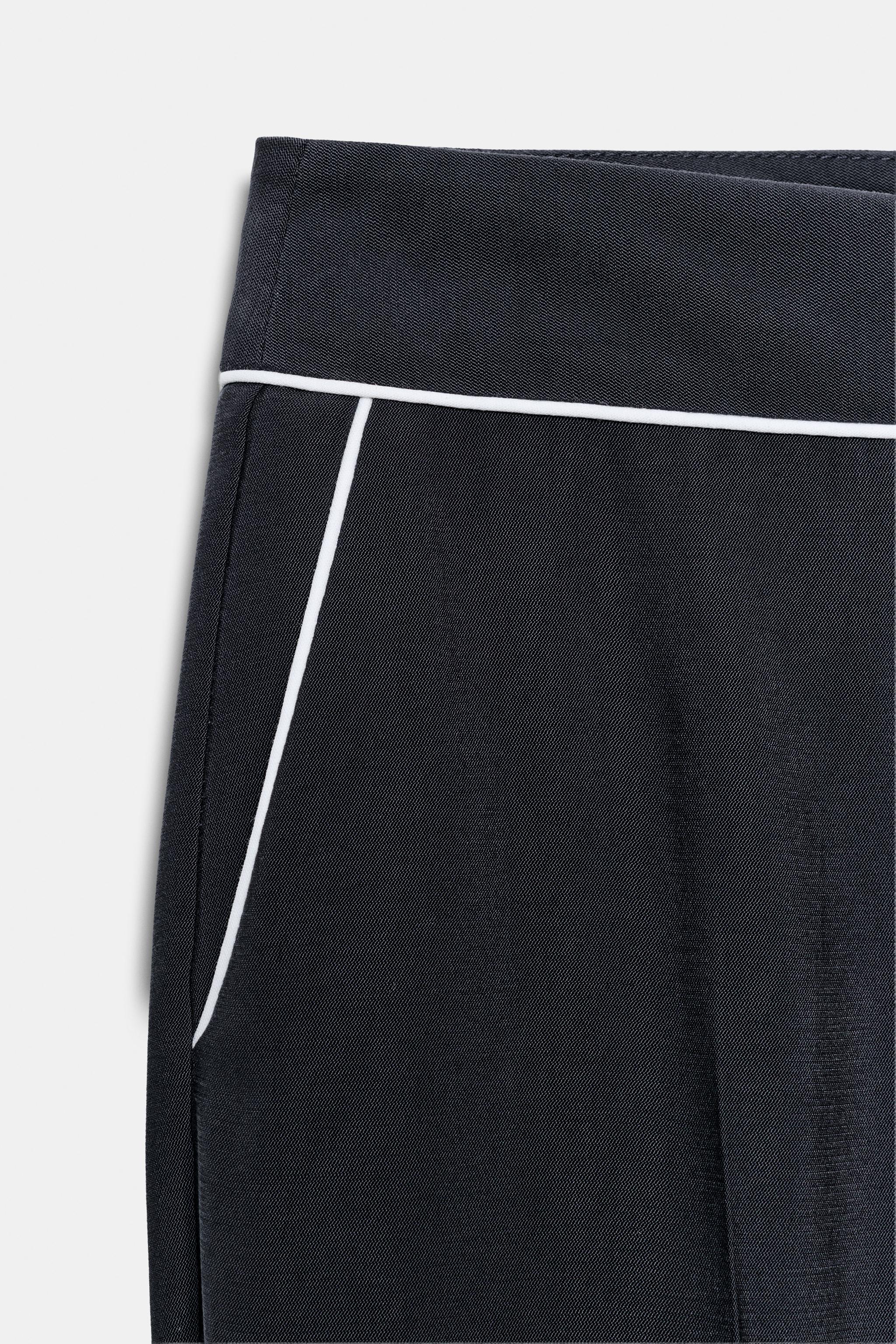Женские брюки Zara CONTRAST PIPING PANTS — фото 9