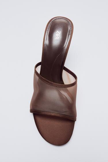 MESH HEELED SANDALS - Brown by Zara