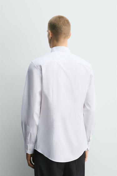 TUXEDO-STYLE COLLAR SHIRT - White by Zara - Image 2