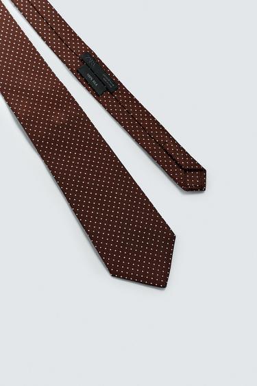 100% SILK DOTS TIE - Burgundy by Zara - Image 4
