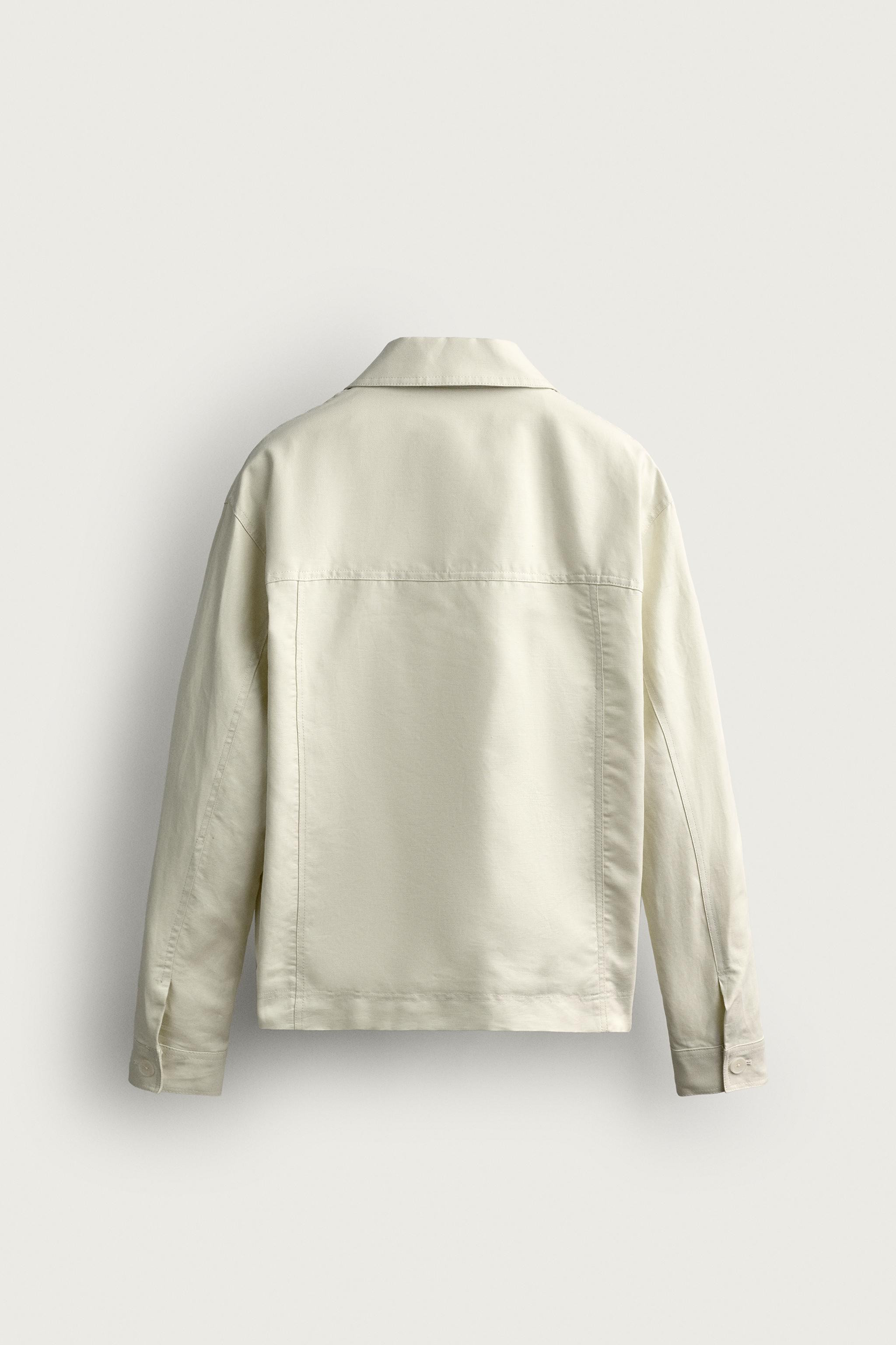 Zara COTTON-LINEN RELAXED FIT OVERSHIRT — фото 7