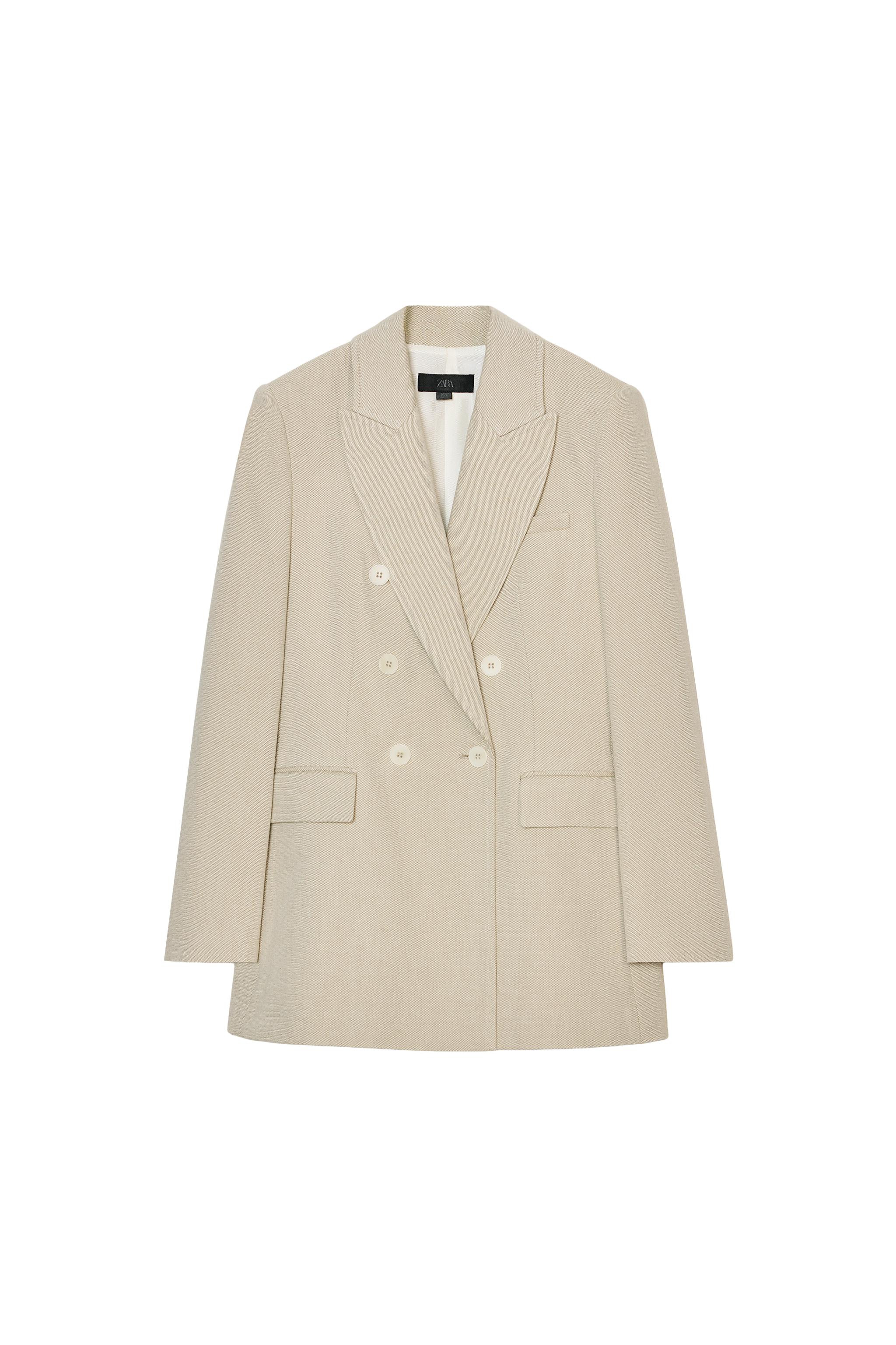 ジャケット・アウター Double Breasted Twill Long Blazer LONG DOUBLE-BREASTED BLAZER - Sand | ZARA South Africa