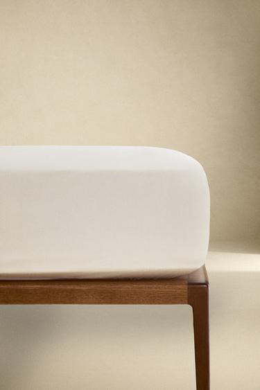 Zara SATEEN FITTED SHEET | 15.7" THICK (500 THREAD COUNT) - Light beige