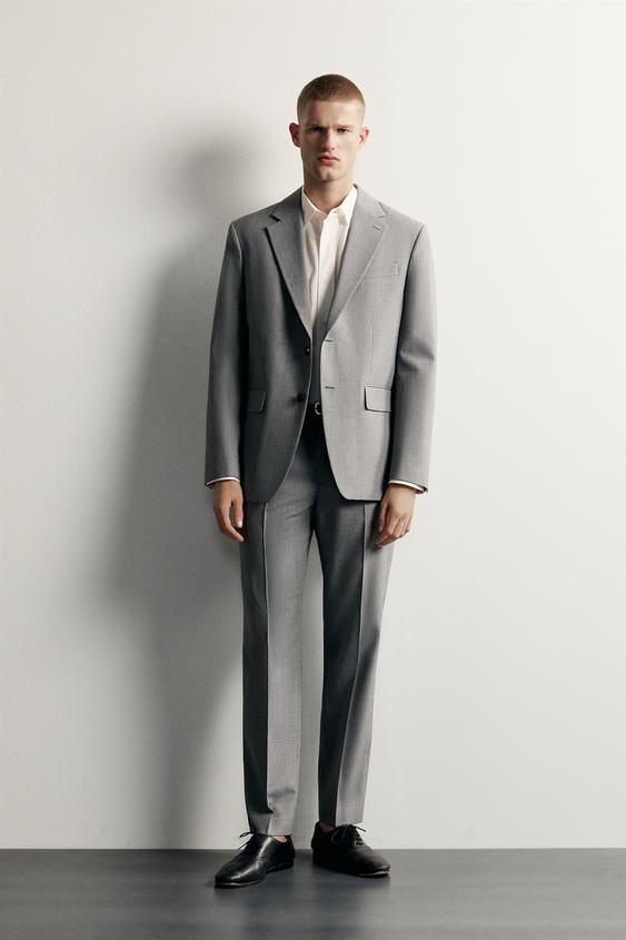 TERNO REGULAR FIT COM LÃ - Bege-claro da Zara - Imagem 0