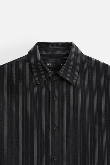 STRIPED SEMI-SHEER SHIRT - Black by Zara - Image 9