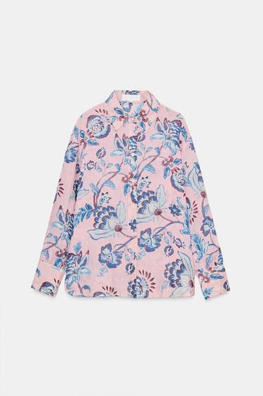 100% RAMIE PRINTED SHIRT - Multicoloured by Zara