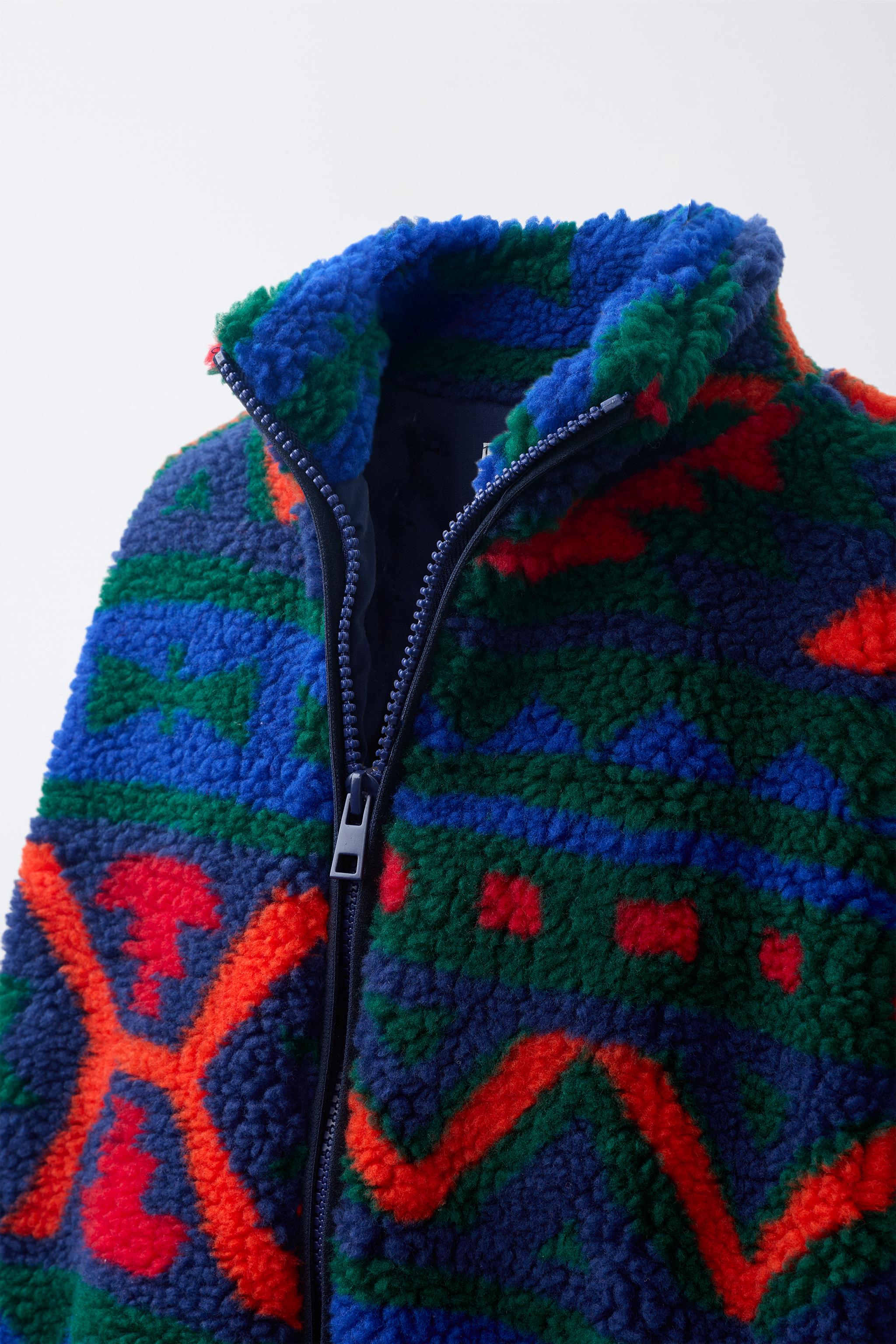 Детские куртки Zara GEOMETRIC PRINT FAUX SHEARLING JACKET — фото 5