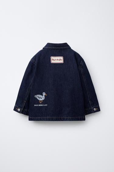 CAZADORA DENIM PARCHES - Azul de Zara