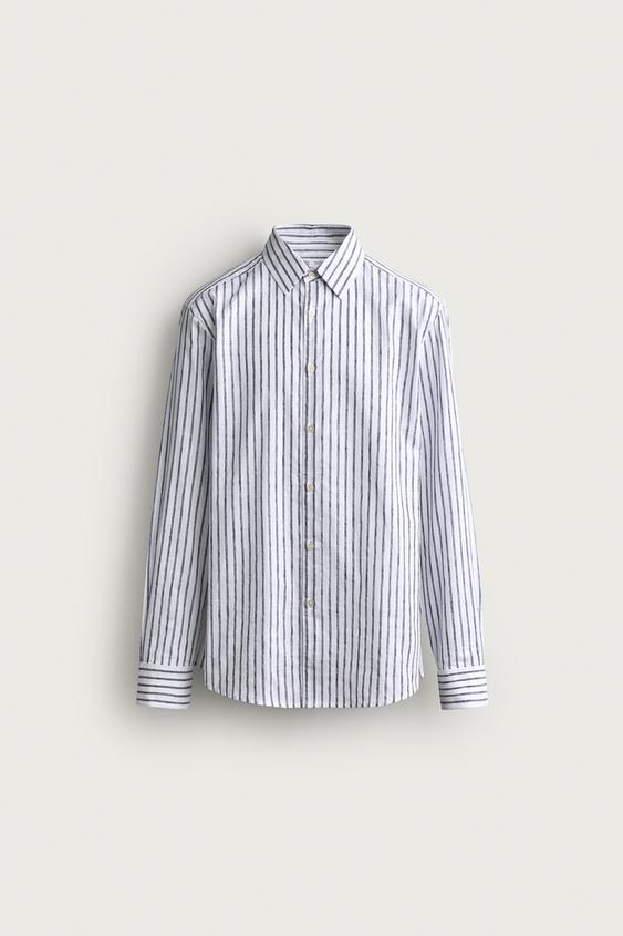 RELAXED FIT COTTON BLEND SHIRT - Stripes by Zara - Image 0