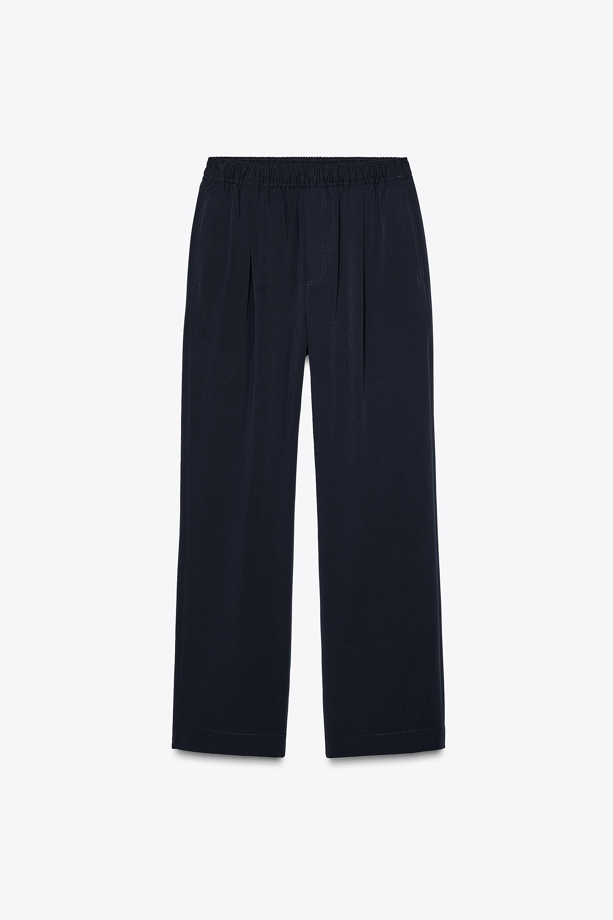 【ZARA】コントラストドローコードパンツ ZW COLLECTION コントラストドローコードパンツ ZW COLLECTION - ネイビー