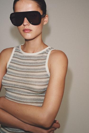 STRIPED SLEEVELESS TOP - Blue by Zara - Image 5