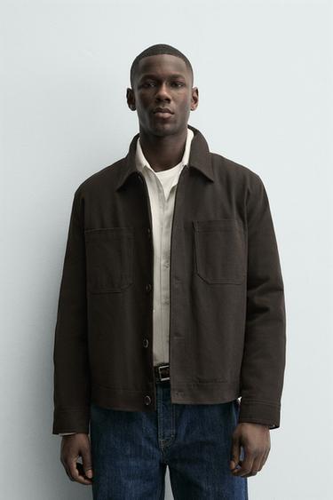 QUILTED OVERSHIRT WITH POCKETS - Chocolate by Zara