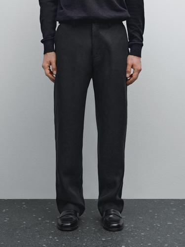 Zara Lightweight 100% linen trousers - Black
