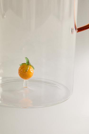 ORANGE GLASS JUG WITH HANDLE -  by Zara - Image 4
