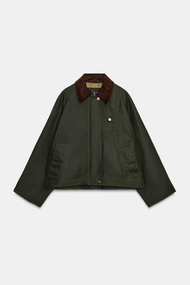 GEWACHSTE JACKE MIT KONTRASTKRAGEN ZW COLLECTION - Khaki von Zara
