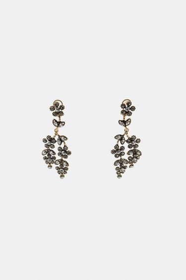 Zara WATERFALL FLOWER JEWEL EARRINGS - Golden
