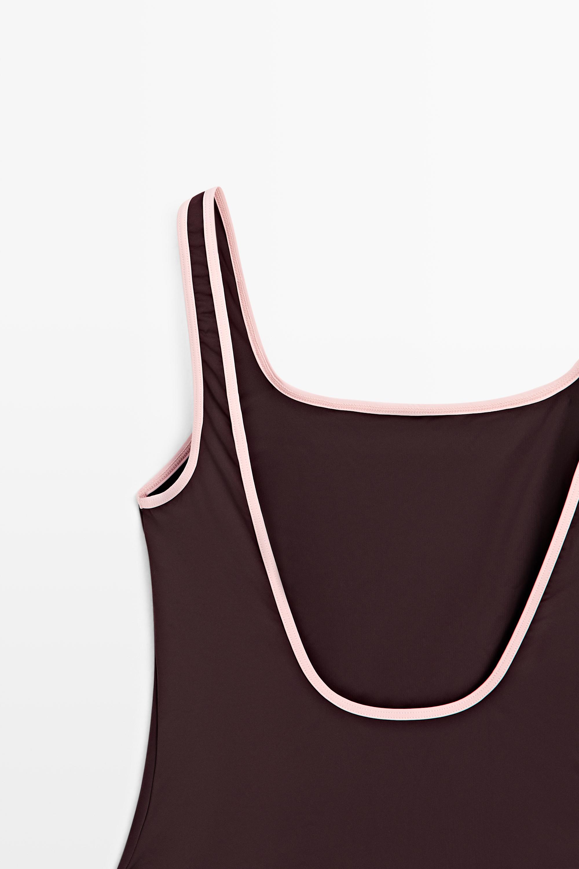 Contrast plain swimsuit
