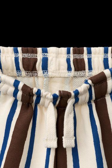 BERMUDA FELPA RAYAS - Marrón-Azul de Zara