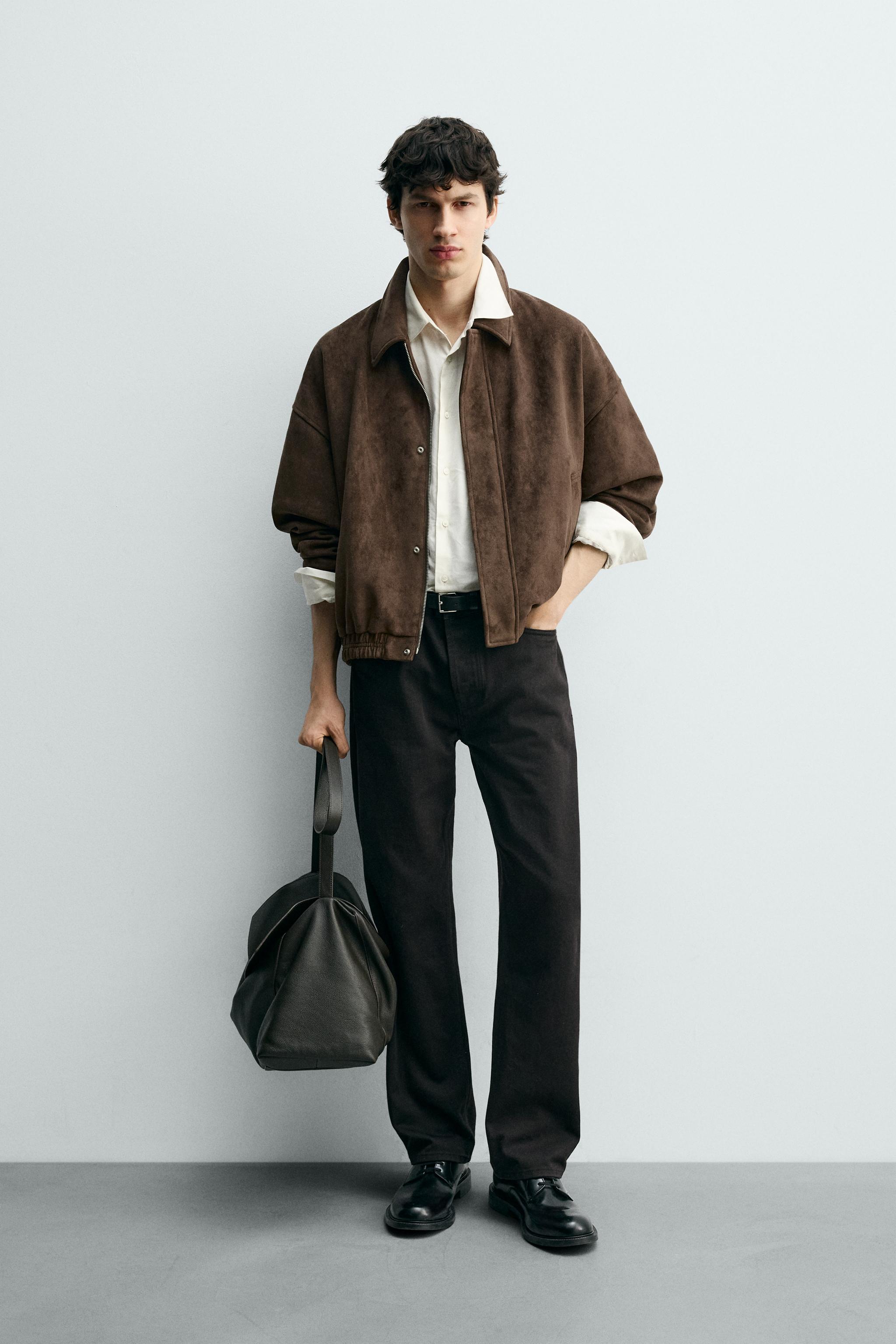 FAUX SUEDE RELAXED FIT JACKET - Brown | ZARA United States