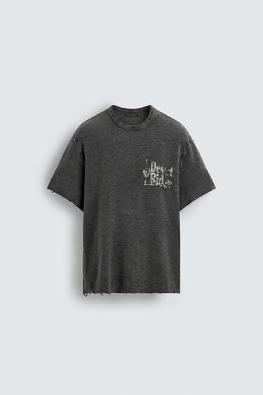 CONTRAST PRINT KNIT T-SHIRT - Black by Zara