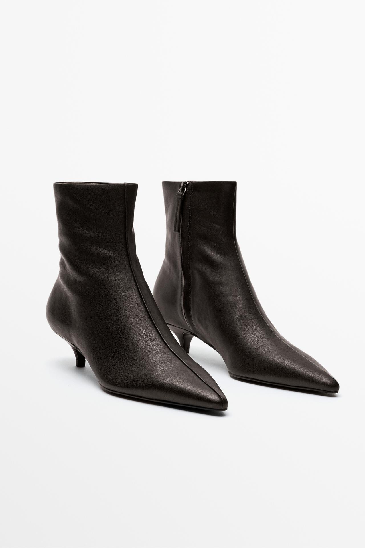 Low heel leather ankle boot — Brown
