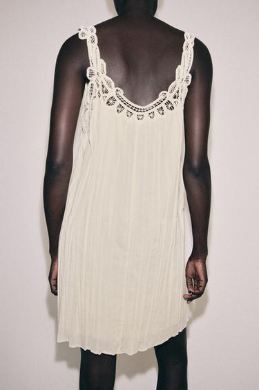 ZW COLLECTION EMBROIDERED STRAPPY DRESS - Ecru by Zara