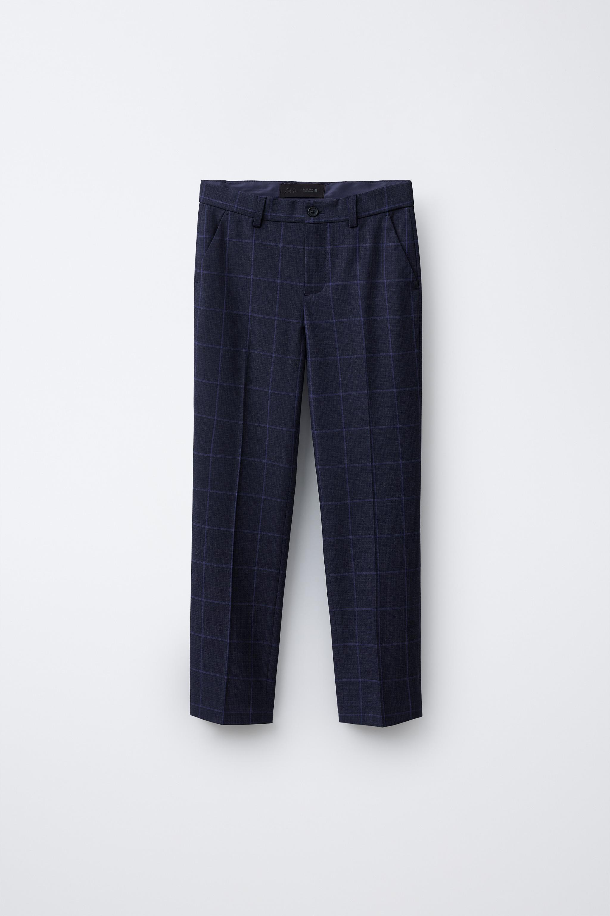 チェック柄スーツパンツ - ダイブルー | ZARA Japan / 日本