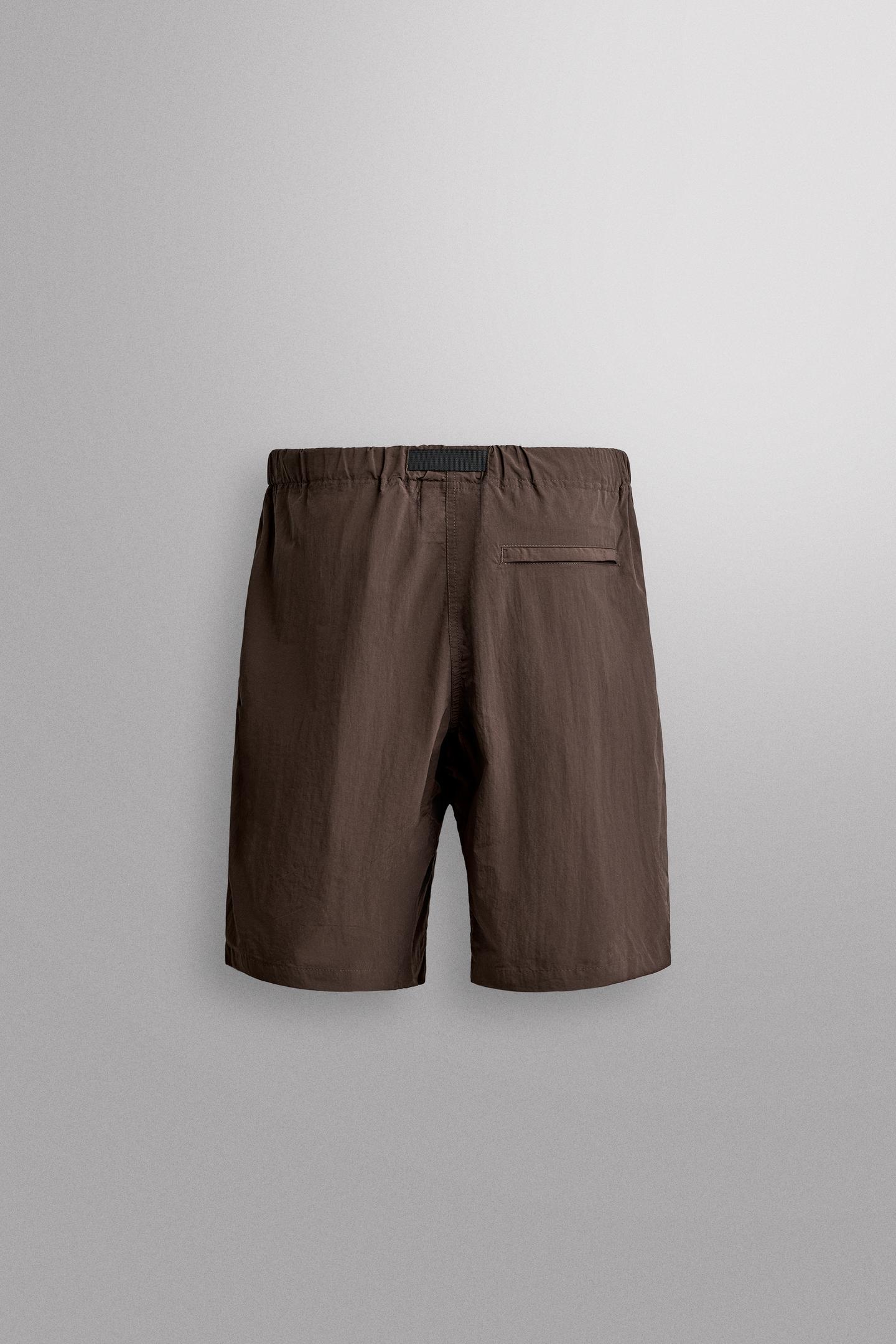 Мужские шорты Zara Technical Belted, цвет: Коричневый — фото 8